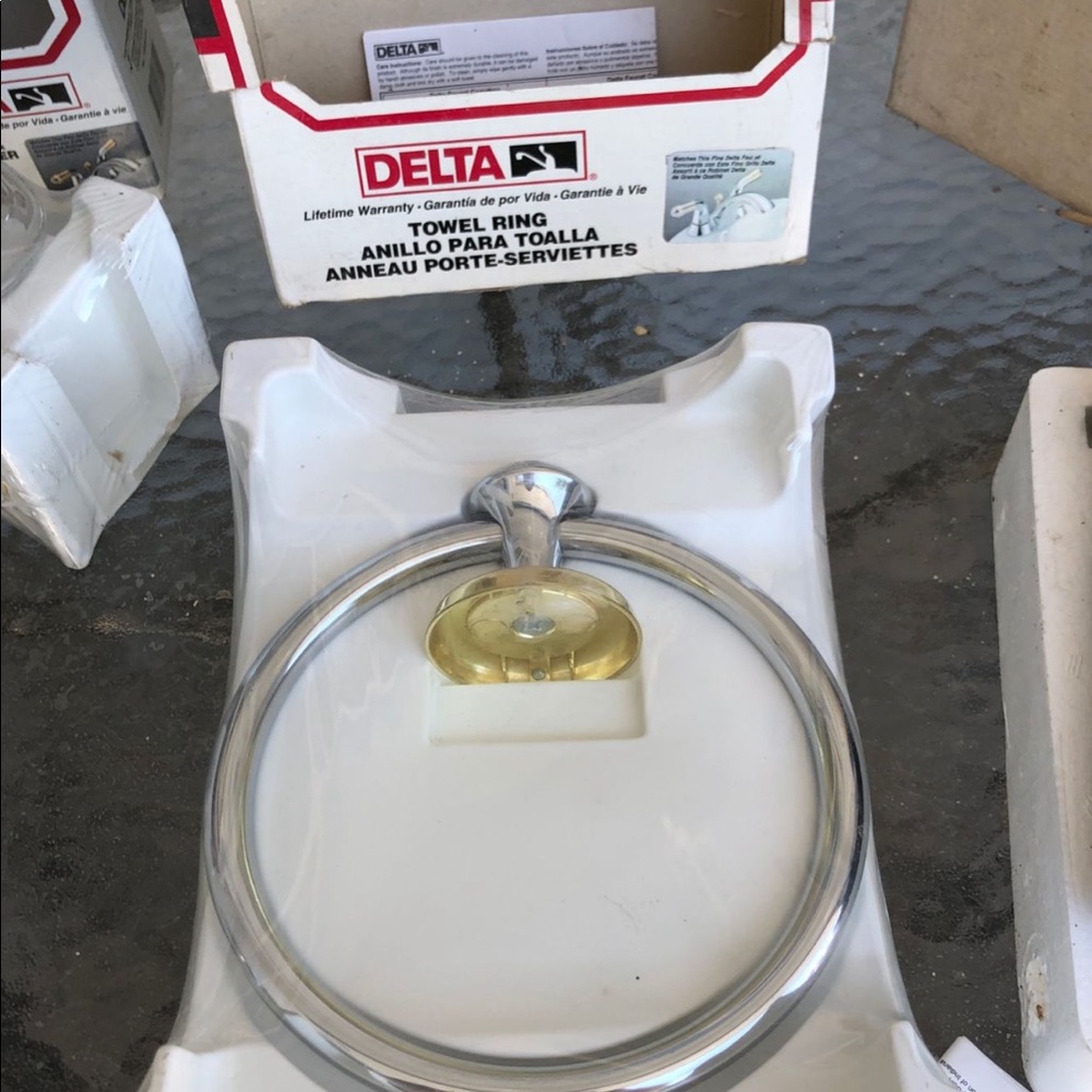 Delta towel holder, soap dish, and tooth brush holder